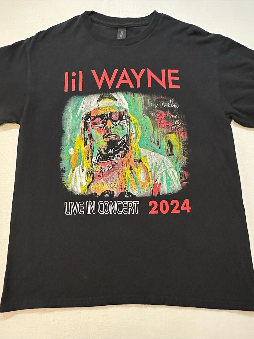 Lil Wayne Live In Concert 2024 Black Graphic Tour T-Shirt Size Medium